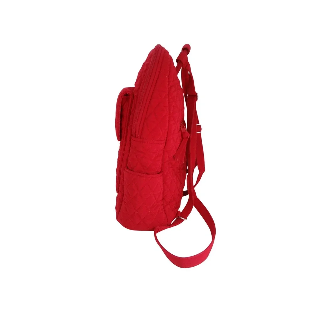 Vera Bradley Quilted Microfiber Backpack Small Red Excellent Diamond Flap